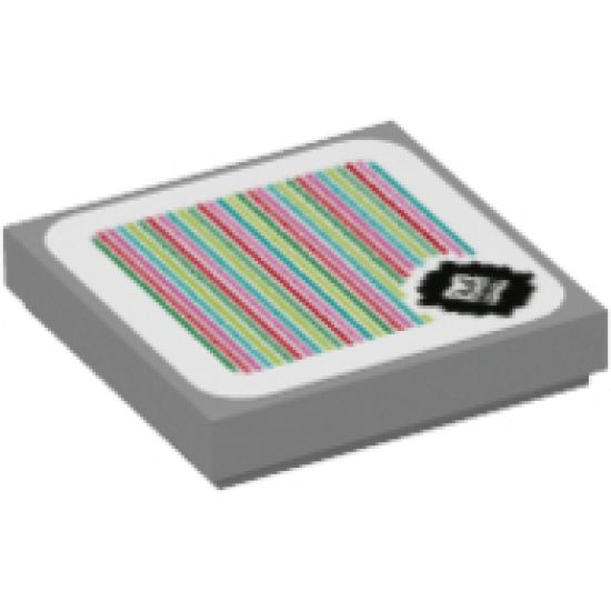 Tile 2 x 2 with Super Mario Scanner Code Thwomp Pattern (Sticker) - Set 71376