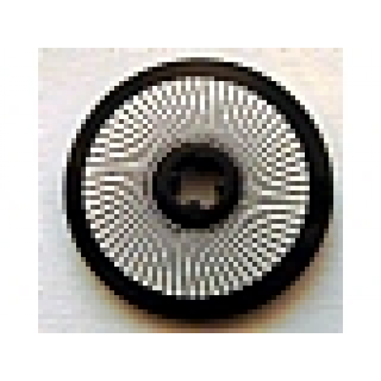 Technic, Disk 3 x 3 with Black and Silver Mesh Sharp Lines Pattern (Sticker) - Set 3677