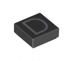 Tile 1 x 1 with Silver Capital Letter D Pattern