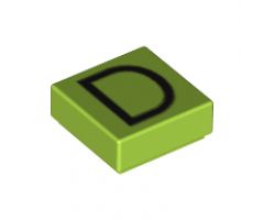 Tile 1 x 1 with Silver Capital Letter D Pattern