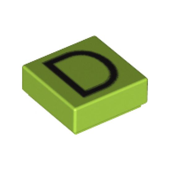 Tile 1 x 1 with Silver Capital Letter D Pattern