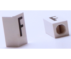 Tile, Modified 1 x 2 x 5/6 with Stud Hole in End and Black 'F' Upper Case Pattern