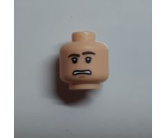 Minifigure, Head Dual Sided Brown Eyebrows, Scared Pattern / Snow Goggles and Tan Bandana Pattern (SW Han Solo) - Blocked Open Stud