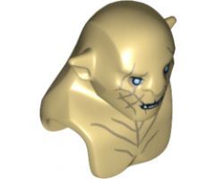 Minifigure, Head, Modified Azog with Dark Tan Markings on Face and Chest, Light Blue Eyes Pattern