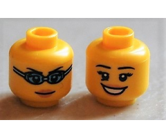 Minifigure, Head Dual Sided Female Open Smile / Swimming Goggles Pattern - Blocked Open Stud