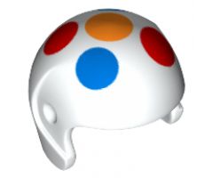 Minifigure, Headgear Helmet Sports with 5 Large Multicolor Polka Dots Pattern