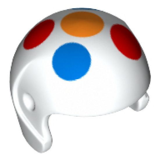Minifigure, Headgear Helmet Sports with 5 Large Multicolor Polka Dots Pattern