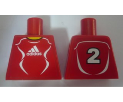 Torso Soccer Adidas Logo, Red and White No.2 Pattern (Stickers)