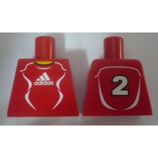 Torso Soccer Adidas Logo, Red and White No.2 Pattern (Stickers)
