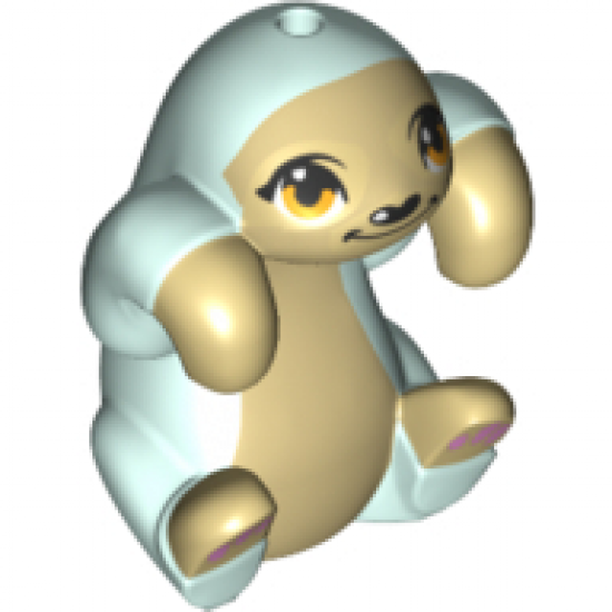 Sloth, Friends with Light Aqua Fur, Bright Light Orange Eyes and Bright Pink Paw Pads Pattern
