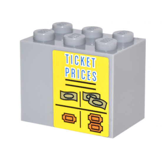 Container Cupboard 2 x 3 x 2 - Solid Studs with 'TICKET PRICES', Money and Orange Tickets Pattern (Sticker) - Set 10244