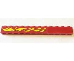 Brick 1 x 12 with Yellow Flames Left Pattern (Sticker) - Set 6580