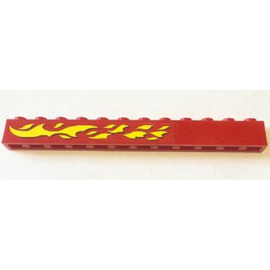 Brick 1 x 12 with Yellow Flames Left Pattern (Sticker) - Set 6580