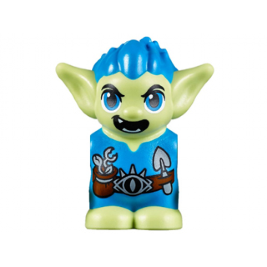 Body / Head Goblin with Pointed Ears, Dark Azure Spiked Hair and Tunic with Utility Belt with Goblin Eye Buckle, Trowel and Pouch Pattern