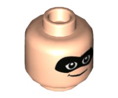 Minifigure, Head Dual Sided Black Mask, Smirk / Open Smile Pattern (Mr. Incredible) - Hollow Stud