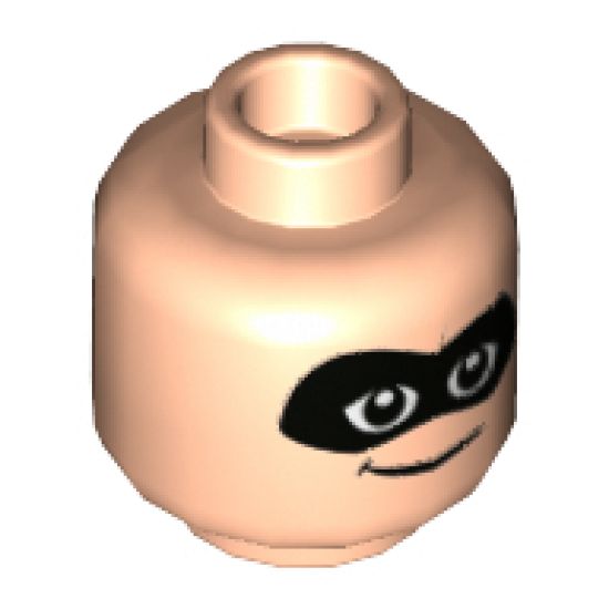Minifigure, Head Dual Sided Black Mask, Smirk / Open Smile Pattern (Mr. Incredible) - Hollow Stud