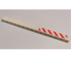 Technic, Liftarm 1 x 15 Thick with Red and White Danger Stripes Pattern Model Left Side (Sticker) - Set 8071