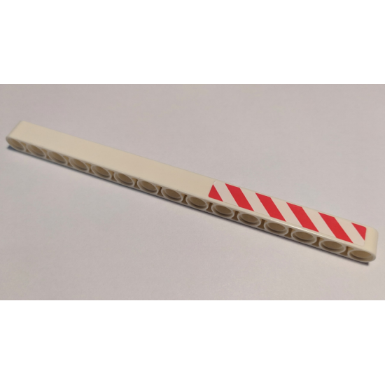 Technic, Liftarm 1 x 15 Thick with Red and White Danger Stripes Pattern Model Left Side (Sticker) - Set 8071