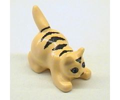 Cat, Crouching with Black Eyes, Nose and Stripes Pattern