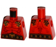 Torso Nexo Knights Bare Chest with Black Spots And Belt with Gold Jester Head Buckle Pattern