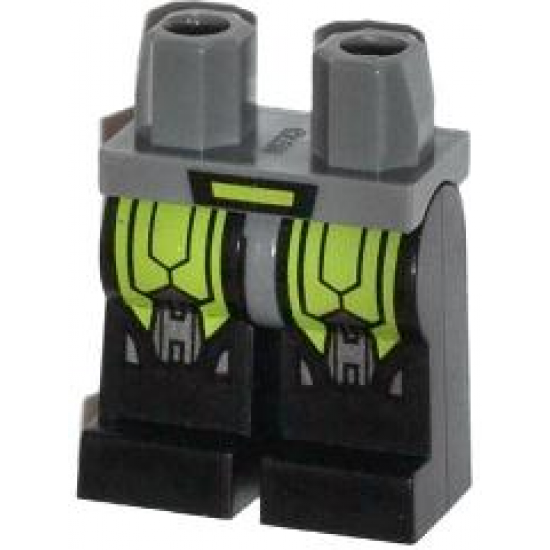 Hips and Black Legs with Evil Mech Lime Armor and Silver Knee Pads Pattern