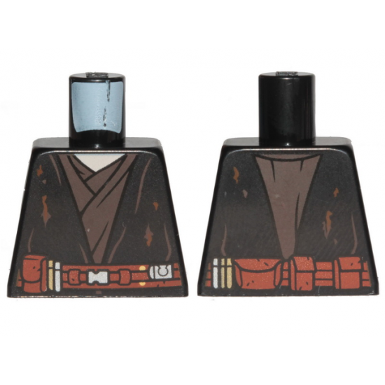 Torso SW Jedi Robe, Reddish Brown Belt, Tattered and Dirt Stains Pattern (Anakin)
