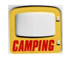 Duplo, Building Door / Window Pane 1 x 4 x 3 with One Pane and 'CAMPING' Pattern