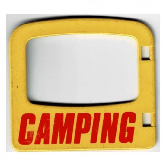 Duplo, Building Door / Window Pane 1 x 4 x 3 with One Pane and 'CAMPING' Pattern
