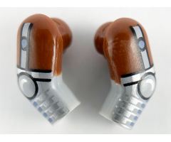 Arm, (Matching Left and Right) Pair with Reddish Brown Short Sleeves and Silver Armor Pattern