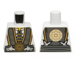 Torso Ninjago Robe with Gray and Gold Trim, Silver Dragons and Gold Flower Symbols Pattern
