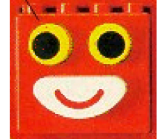 Duplo, Brick 2 x 4 x 2 with Black in Yellow Eyes and White Mouth