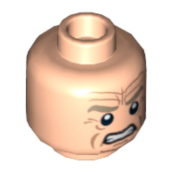 Minifigure, Head Dual Sided Wrinkles, Sunken Yellow Eyes / Black Eyes with White Pupils Pattern (SW Palpatine) - Hollow Stud