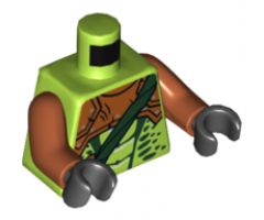 Torso Ninjago Snake with Dark Orange Armor, Dark Green Crossbelt and Red Vial Pattern (Zoltar) / Dark Orange Arms / Black Hands
