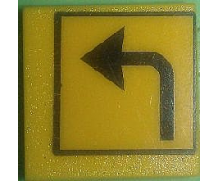 Road Sign 2 x 2 Square with Clip with Arrow Left Turn Pattern (Sticker) - Set 7243