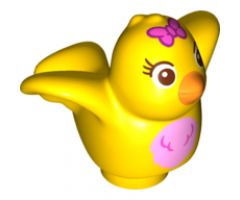 Duplo, Animal Bird with Bright Pink Chest and Dark Pink Bow on Head Pattern