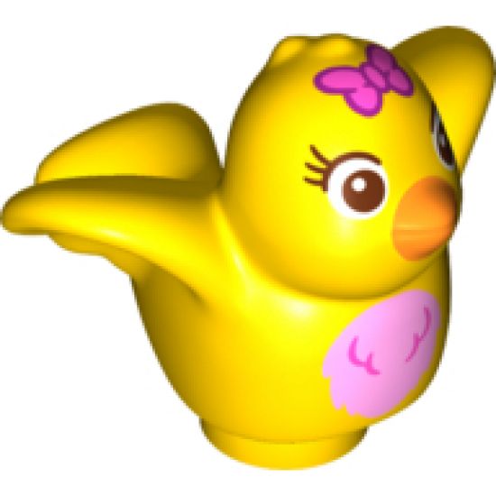 Duplo, Animal Bird with Bright Pink Chest and Dark Pink Bow on Head Pattern