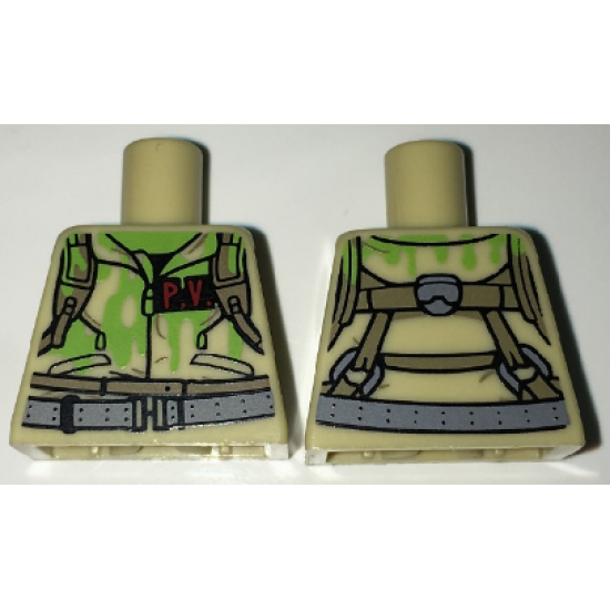 Torso Ghostbusters Jumpsuit Slimed with 'P.V.' ID Badge and Straps on Reverse Pattern