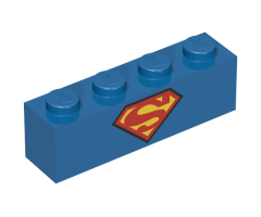 Brick 1 x 4 with Red and Yellow Superman 'S' Logo Pattern