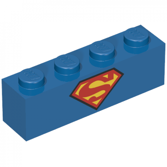Brick 1 x 4 with Red and Yellow Superman 'S' Logo Pattern
