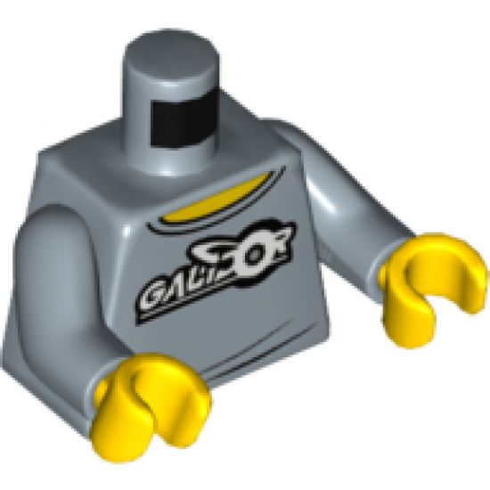 Torso Shirt with White 'GALIDOR' Logo and Swirl Emblem on Back Pattern / Sand Blue Arms / Yellow Hands