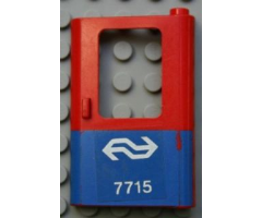 Door 1 x 4 x 5 Train Right with Blue Bottom Half and Dutch NS '7715' Pattern (Sticker) - Set 7715