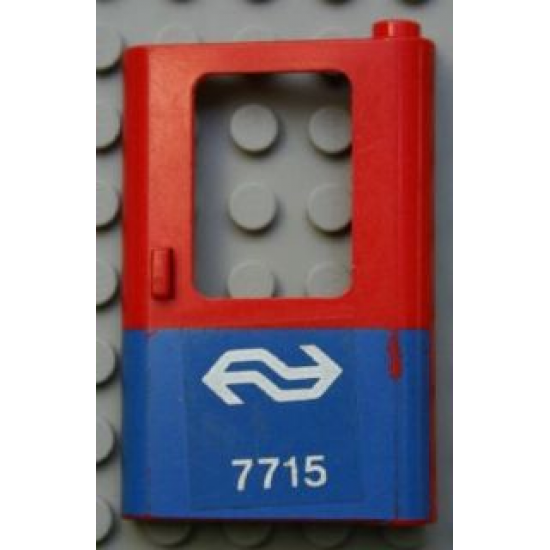 Door 1 x 4 x 5 Train Right with Blue Bottom Half and Dutch NS '7715' Pattern (Sticker) - Set 7715