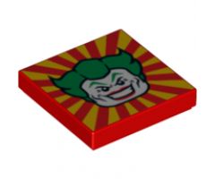 Tile 2 x 2 with Joker Face on Red and Yellow Striped Background Pattern