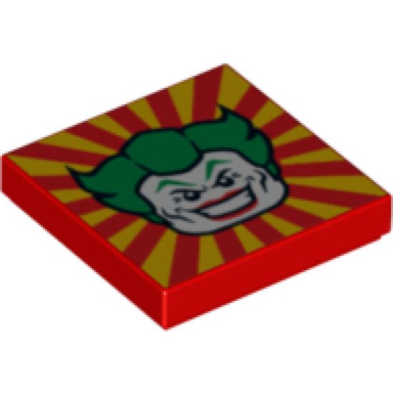 Tile 2 x 2 with Joker Face on Red and Yellow Striped Background Pattern