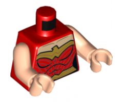 Torso Female Outline and Gold Trim and Belt, Eagle Trim Pattern (Wonder Woman) / Light Nougat Arms / Light Nougat Hands