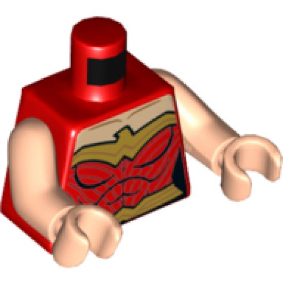 Torso Female Outline and Gold Trim and Belt, Eagle Trim Pattern (Wonder Woman) / Light Nougat Arms / Light Nougat Hands