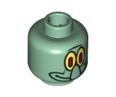 Minifigure, Head Alien with Large Nose and Yellow Eye / White Eye Pattern (Squidward) - Blocked Open Stud