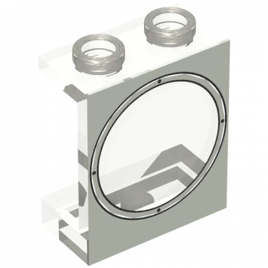 Panel 1 x 2 x 2 - Hollow Studs with Porthole on Light Gray Background Pattern