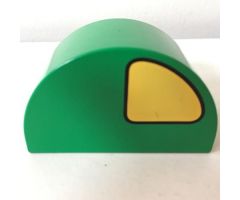 Duplo, Brick 2 x 4 x 2 Curved Top with Yellow Quarter Circle on Both Sides Pattern