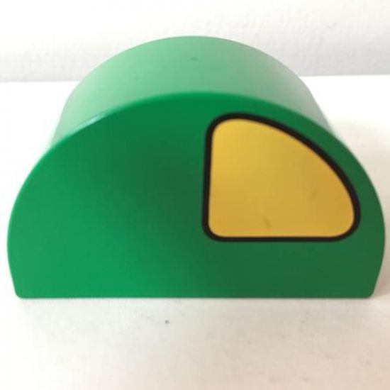Duplo, Brick 2 x 4 x 2 Curved Top with Yellow Quarter Circle on Both Sides Pattern